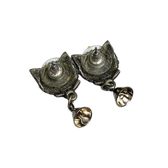 Pewter cat pierced earrings - Picture 2 of 3